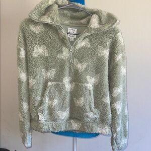 Hippie Rose Sage and Cream Fleece Sweater
